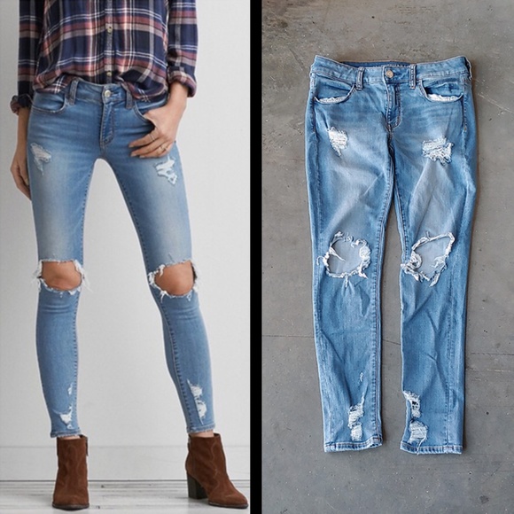 American Eagle Outfitters Denim - American Eagle Light Wash Distressed Jegging 10